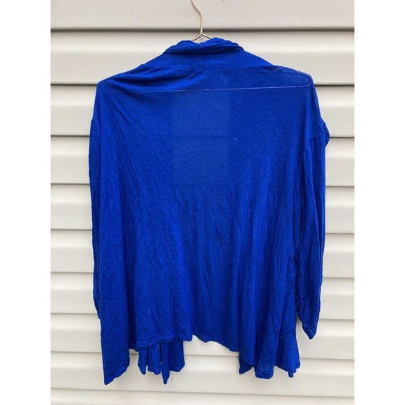 Royal Blue Cardigan Womens Large Open Front 3/4 Sleeve Rayon Lightweight - Picture 2 of 5